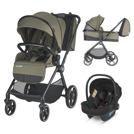Fara Categorie - Carucior modular 3in1 Coccolle Lissia Moss green +Scoica auto iSize Coccolle Knox Black