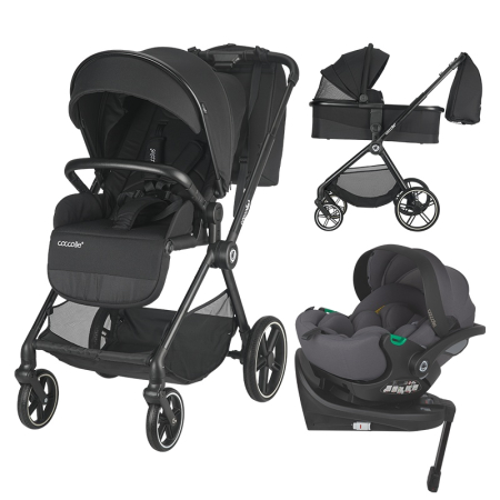 Import - Carucior modular 4in1 Coccolle Lissia Anthracite cu Scoica auto iSize Coccolle Rilax Greystone si Baza isofix iSize Coccolle Rilax