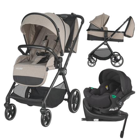 Import - Carucior modular 4in1 Coccolle Lissia Butternut Beige cu Scoica auto iSize Coccolle Rilax Black si Baza isofix iSize Coccolle Rilax