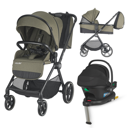 Import - Carucior modular 4in1 Coccolle Lissia Moss green cu Scoica auto iSize Coccolle Knox Black si Baza isofix iSize Coccolle Knox