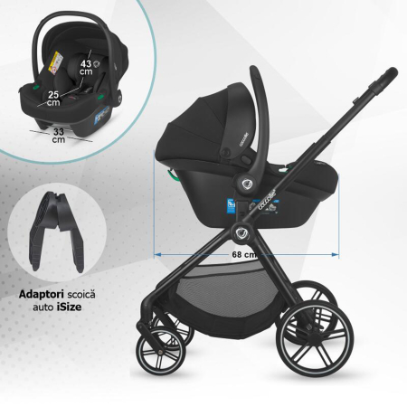 Carucior modular 4in1 COCCOLLE Serry cu scoica auto iSize COCCOLLE Knox Black si baza isofix iSize COCCOLLE Knox [9]