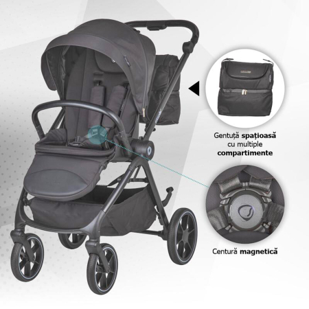 Carucior modular 4in1 COCCOLLE Serry cu scoica auto iSize COCCOLLE Knox Black si baza isofix iSize COCCOLLE Knox [3]