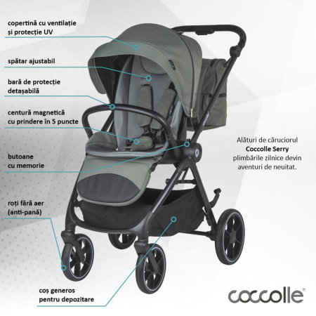 Carucior modular 4in1 COCCOLLE Serry cu scoica auto iSize COCCOLLE Knox Black si baza isofix iSize COCCOLLE Knox [2]