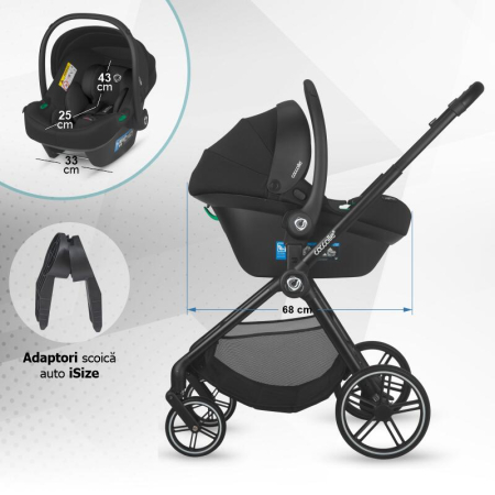 Carucior modular 4in1 Coccolle Serry Jet black cu Scoica auto iSize Coccolle Knox Black si Baza isofix iSize Coccolle Knox [9]