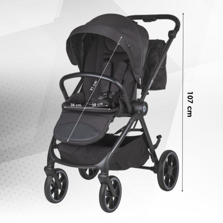 Carucior modular 4in1 Coccolle Serry Jet black cu Scoica auto iSize Coccolle Knox Black si Baza isofix iSize Coccolle Knox [4]