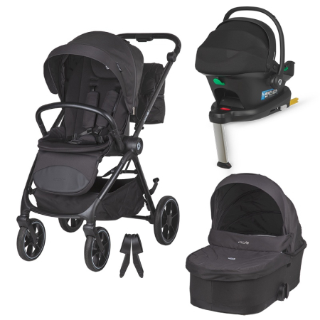 Import - Carucior modular 4in1 Coccolle Serry Jet black cu Scoica auto iSize Coccolle Knox Black si Baza isofix iSize Coccolle Knox