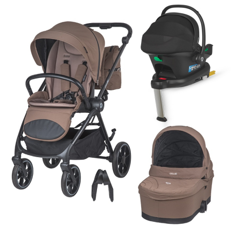 SmartBaby - Carucior modular 4in1 Coccolle Serry Light Taupe cu Scoica auto iSize Coccolle Knox Black si Baza isofix iSize Coccolle Knox