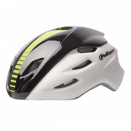 CASTI CICLISM - Casca ciclism Road POLISPORT Aero, alb/negru/galben, marime M (54-58 cm)
