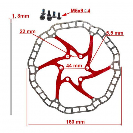 Disc frana E.Wheel EWD001, 160 mm/6 suruburi [2]