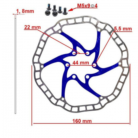 Disc frana E.Wheel EWD001, 160 mm/6 suruburi [2]