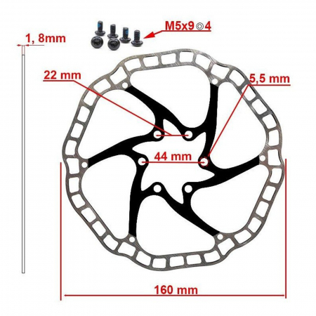 Disc frana E.Wheel EWD001, 160 mm/6 suruburi [2]