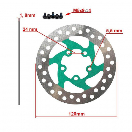 Disc frana FIVESTARS eWheels, 120 mm/5 suruburi [2]