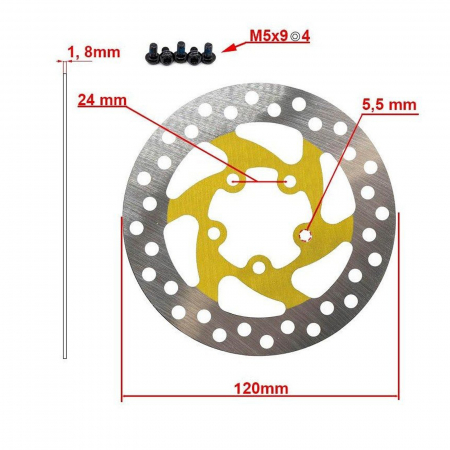 Disc frana FIVESTARS eWheels, 120 mm/5 suruburi [2]