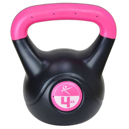GANTERE/BARE/DISCURI - Kettlebell vinyl LIFEFIT 4 kg, negru/roz