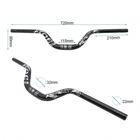 Ghidon FIVESTARS 31.8/720 mm, aluminiu, rise 90 mm [4]