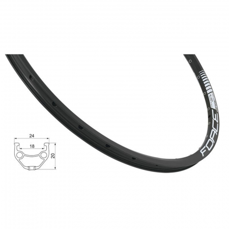 ROTI SI PIESE - Janta 26" FORCE Basic, aluminiu dubla 36H (559x18), profil frane disc, negru