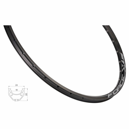 ROTI COMPLETE - Janta 26" FORCE XC Basic Disc, aluminiu dubla, 36H, profil frana disc, negru