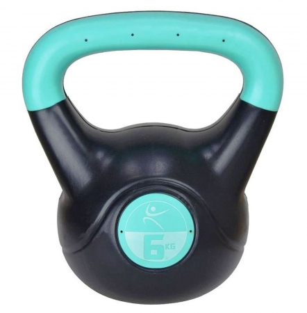 GANTERE/BARE/DISCURI - Kettlebell vinyl LIFEFIT 6 kg, negru/turcoaz