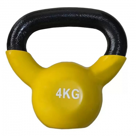 GANTERE/BARE/DISCURI - Kettlebell otel LIFEFIT 4 kg, negru/galben
