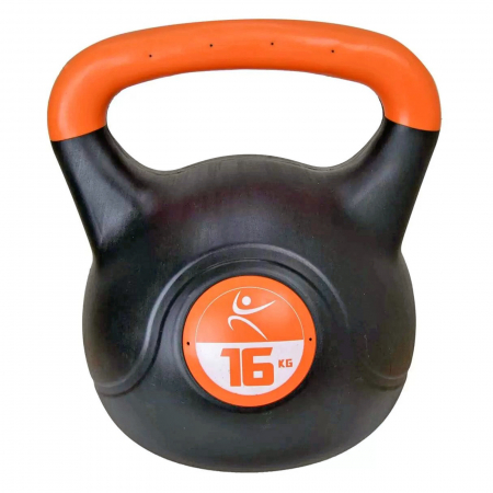 GANTERE/BARE/DISCURI - Kettlebell vinyl LIFEFIT 16 kg, negru/portocaliu