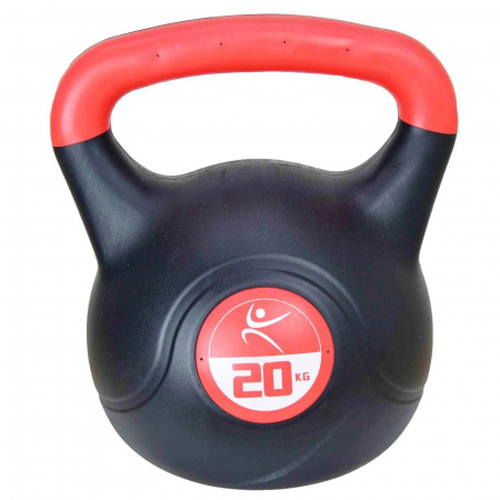 GANTERE/BARE/DISCURI - Kettlebell vinyl LIFEFIT 20 kg, negru/rosu