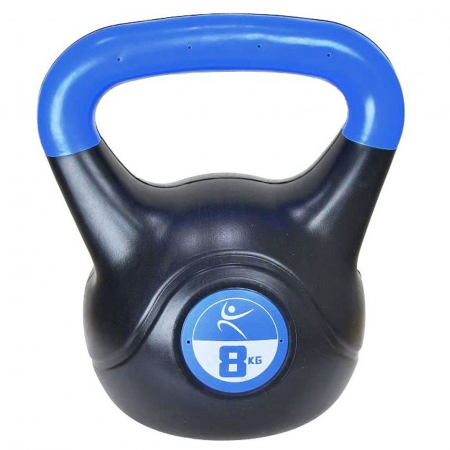 GANTERE/BARE/DISCURI - Kettlebell vinyl LIFEFIT 8 kg, negru/albastru