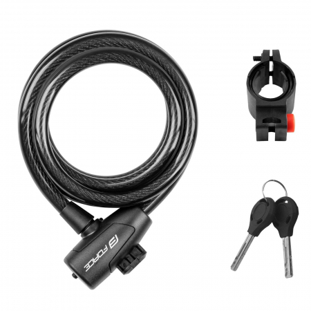 ANTIFURTURI - Antifurt FORCE Strong spirala 180cm/1.2 cm cu suport, negru