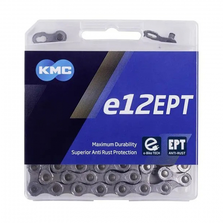 Lant bicicleta E-Bike KMC E12 EPT, 130 zale, za rapida, compatibil 12 viteze, argintiu [1]