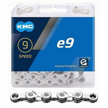 Lant KMC E9 Silver E-Bike, 122 zale, za rapida, compatibil 9 viteze E-Bike, argintiu [1]