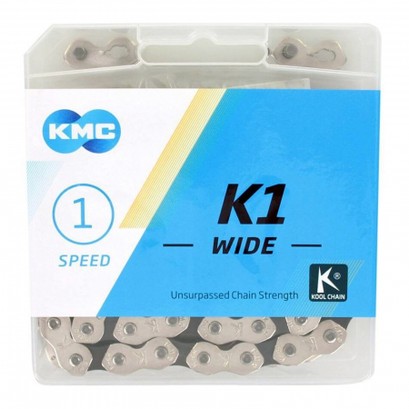 Lant KMC K1 Wide, 100 zale, za rapida, compatibil single-speed, argintiu/negru [1]