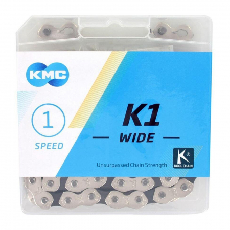 Lant KMC K1 Wide, 100 zale, za rapida, compatibil single speed, argintiu/negru [1]