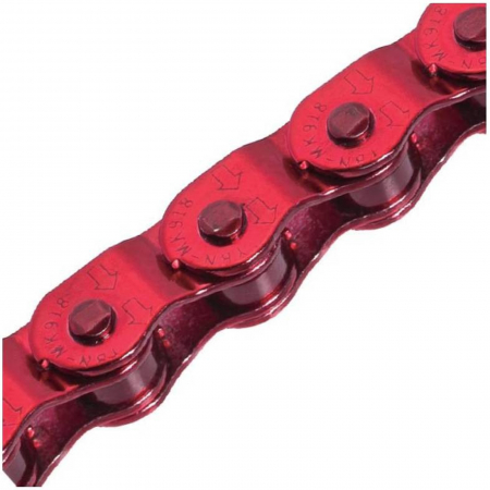 Lant KMC K710, 100 zale asimetrice anti-drop, compatibil BMX single speed, rosu [1]