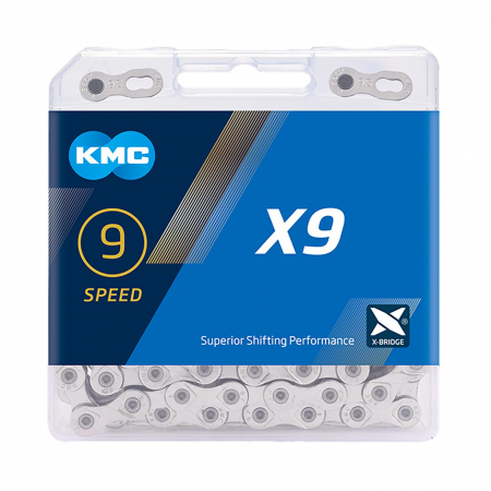 Lant KMC X9, 114 zale, za rapida, compatibil 9 viteze, gri [1]
