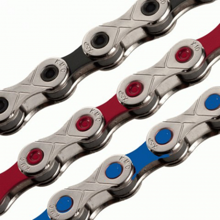 Lant KMC X9 Color, 116 zale, za rapida, compatibil 9 viteze, rosu/argintiu [2]