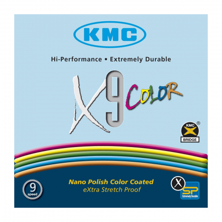 Lant KMC X9 Color, 116 zale, za rapida, compatibil 9 viteze, rosu/argintiu [1]