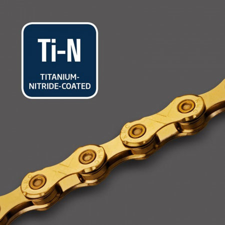 Lant KMC X9 Gold Ti-N, 114 zale, za rapida, compatibil 9 viteze, auriu [2]