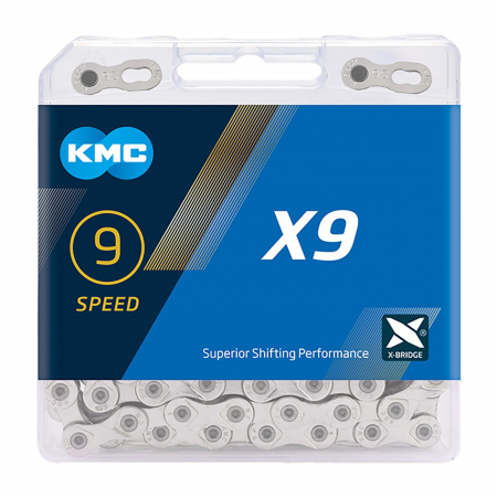 Lant KMC X9 Silver, 114 zale, za rapida, compatibil 9 viteze, argintiu [1]