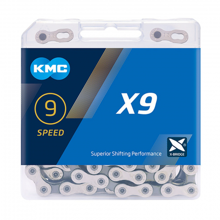 Lant KMC X9 Silver/Grey, 114 zale, za rapida, compatibil 9 viteze, argintiu/gri [1]
