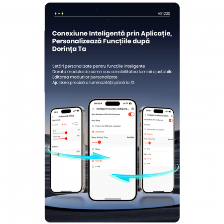 Lumina fata iGPSPORT Smart Front Light VS1200 cu prindere M82 1200 lumeni, negru [15]