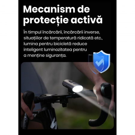 Lumina fata iGPSPORT Smart Front Light VS1800, 1800 lumeni, gri [31]