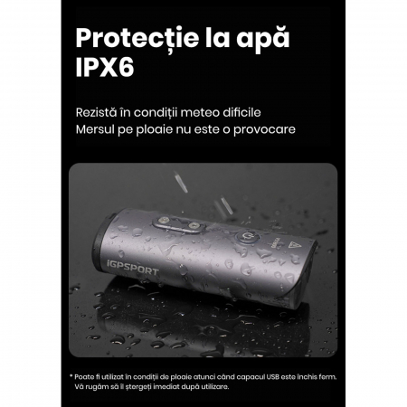 Lumina fata iGPSPORT Smart Front Light VS1800, 1800 lumeni, gri [30]