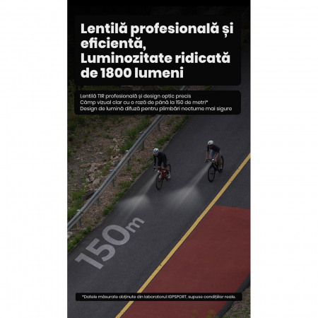 Lumina fata iGPSPORT Smart Front Light VS1800, 1800 lumeni, gri [20]