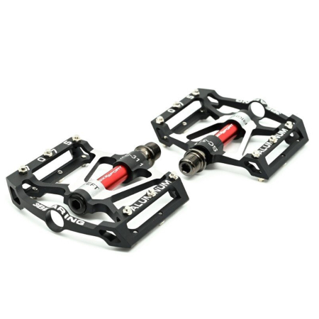 Pedale BIKESPORT West Biking SC-311, aluminiu CNC, negru/alb [2]