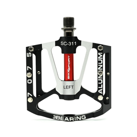 PEDALE - Pedale BIKESPORT West Biking SC-311, aluminiu CNC, negru/alb