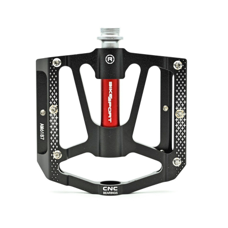 PEDALE - Pedale BIKESPORT West Biking KP137, aluminiu CNC, negru/rosu