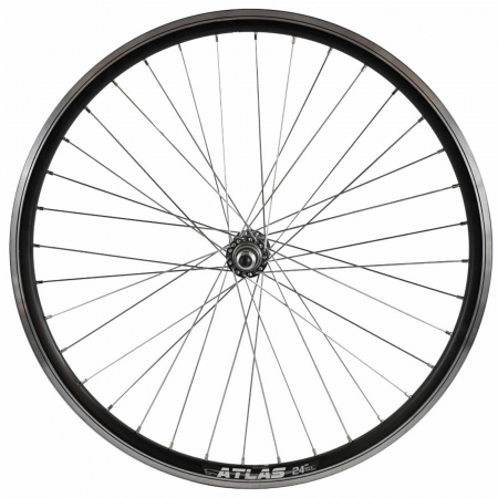 Roata fata 24" CERURIM Atlas, aluminiu dubla, profi lfrana  V-Brake, 36H, negru [1]