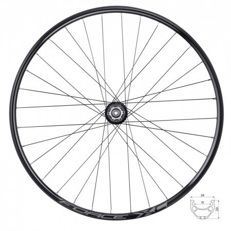 ROTI COMPLETE - Roata fata 28"/29"x32H FORCE XC Disc (622x19), aluminiu dubla, profil frane disc, neagra