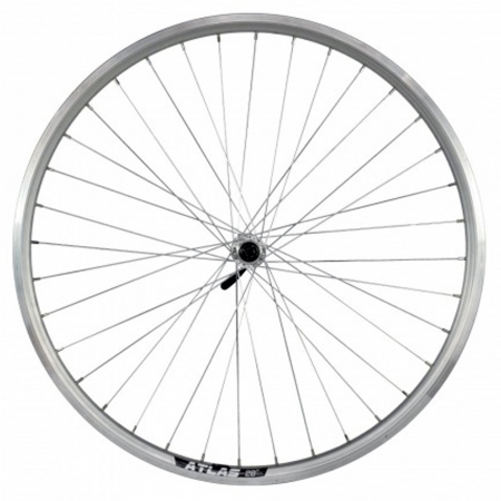 ROTI COMPLETE - Roata fata 28"x36H CERURIM Atlas (622x18), aluminiu simpla, profil frane V-Brake, butuc Shimano, argintie