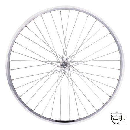 ROTI COMPLETE - Roata fata 28" FORCE Prime 28, aluminiu dubla, 36H, profil frana V-Brake, argintiu