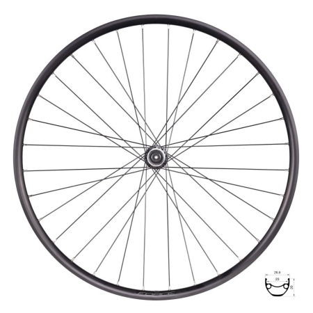 ROTI COMPLETE - Roata fata 29" FORCE XC Disc, aluminiu dubla, 32H, profil frana disc, butuc Shimano TX505, negru